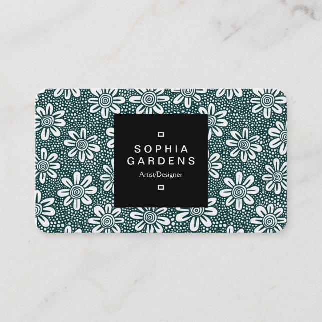 Square Label 01a - Muster 140617 - dk Green Visitenkarte (Vorderseite)