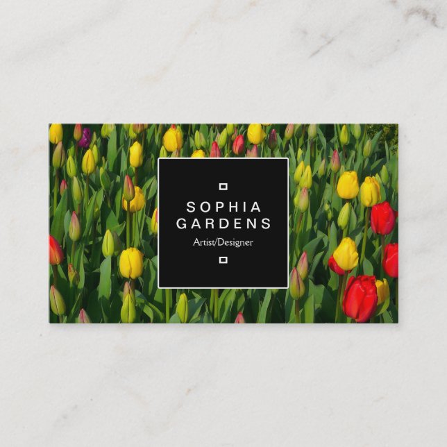 Square Label 02a - Bett der Tulips Visitenkarte (Vorderseite)