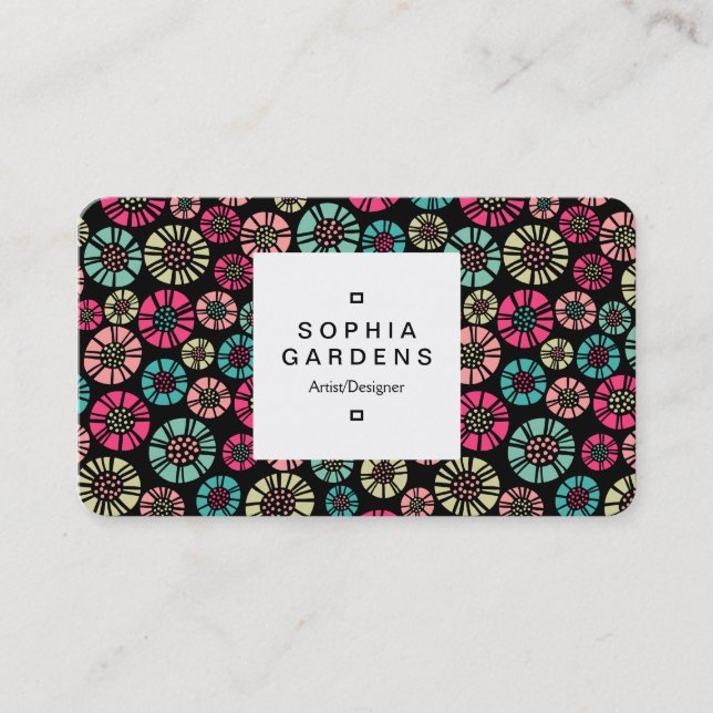 Square Label 03a - Abstrakte Blume 031023 Visitenkarte (Vorderseite)