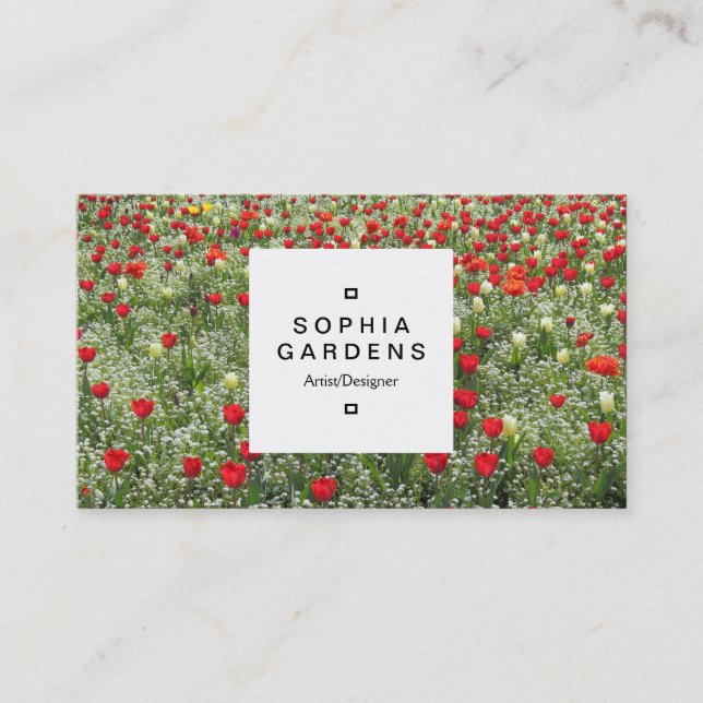 Square Label 03a - Bett der Tulips Visitenkarte (Vorderseite)