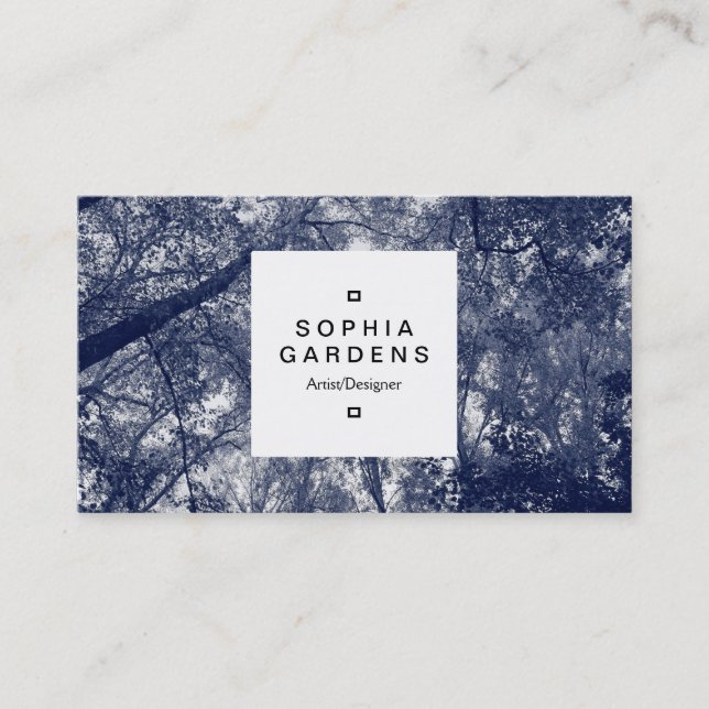 Square Label 03a - Blauer Herbst Visitenkarte (Vorderseite)