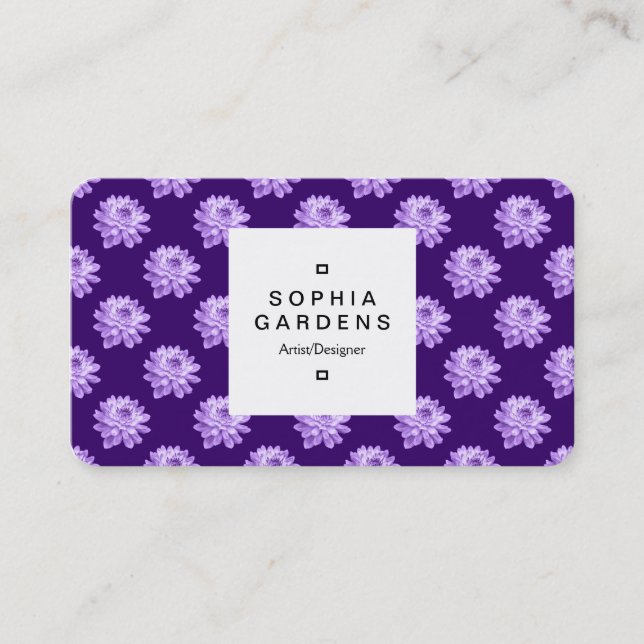 Square Label 03a - Chrysanthemum Pattern DP Lila Visitenkarte (Vorderseite)