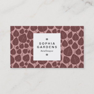 Square Label 03a - Leaf pattern 02 - Brown Shades Visitenkarte