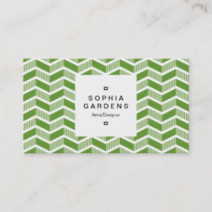 Square Label 03a - Schattige Chevrons - Avocado Gr Visitenkarte