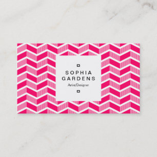 Square Label 03a - Shaded Chevrons - Neon Red Visitenkarte