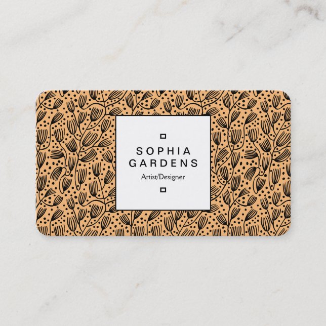 Square Label 04 - Bark Cloth Pattern - Sandy Visitenkarte (Vorderseite)