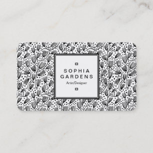 Square Label 05 - Bark Cloth Pattern - White Visitenkarte