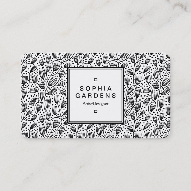 Square Label 05 - Bark Cloth Pattern - White Visitenkarte (Vorderseite)