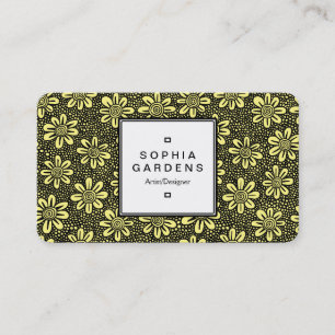 Square Label 05 - Blume Pattern - Gelb Visitenkarte