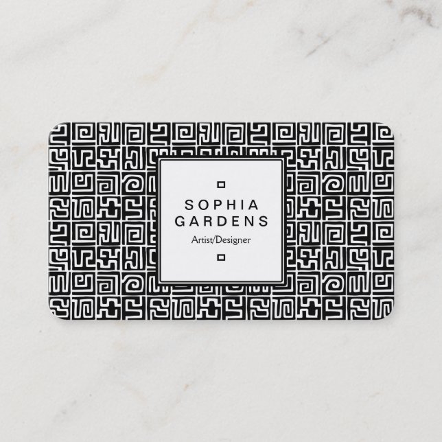 Square Label 05 - Kuba Style Pattern Visitenkarte (Vorderseite)
