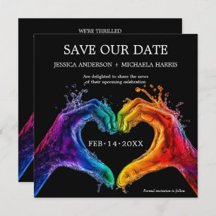 🌈 ❤️ Square LGBTQ Herz der Hochzeit Save The Date