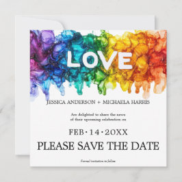 🌈 🐦 Square LGBTQ mit Liebe-Hochzeit bemalt Save The Date