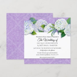 Square Lila Damask Hydrangea Floral Wedding Einladung