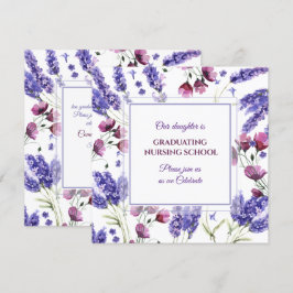 Square Lila Watercolor Blume Abschluss Einladung