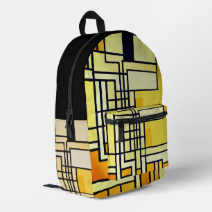 Square Line with Yellow Pattern Design - Bedruckter Rucksack
