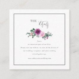 Square Magenta Pink Floral Framed White Details Begleitkarte
