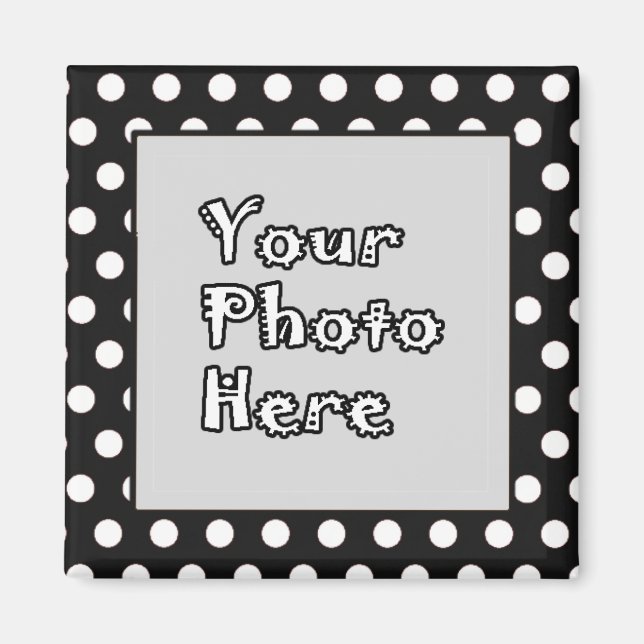 Square Magnet-Black & White Polka Dot Magnet (Vorne)