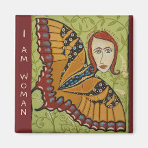 Square Magnet - Ich bin eine Frau Butterfly