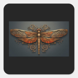 Square Metal Dragonfly Sticker