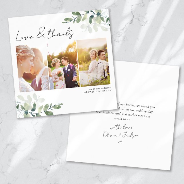 Square Minimalistisch Foto Wedding Dankeschön Card Einladung (Von Creator hochgeladen)