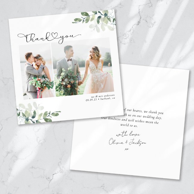 Square Minimalistisch Foto Wedding Dankeschön Card Einladung (Von Creator hochgeladen)