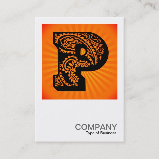 Square Monogram - Paisley Sunburst - P Visitenkarte (Vorderseite)
