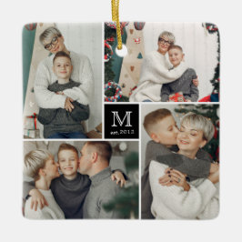 Square Monogram Simple Foto Collage Weihnachten Keramikornament