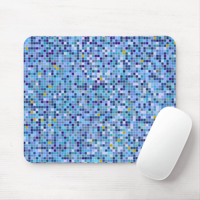 Square Mosaik Blau Töne Fliesenmuster Mousepad (Mit Mouse)