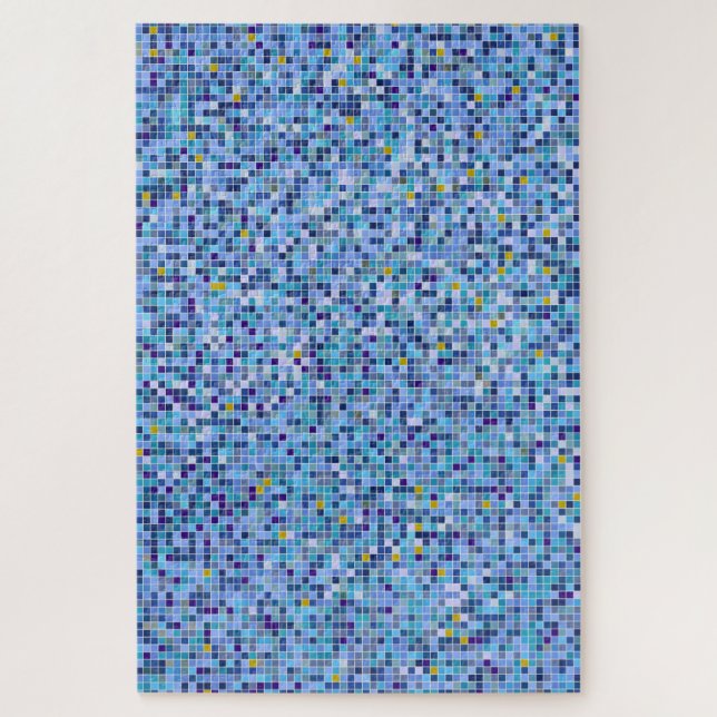 Square Mosaik Blau Töne Fliesenmuster Puzzle (Vertikal)