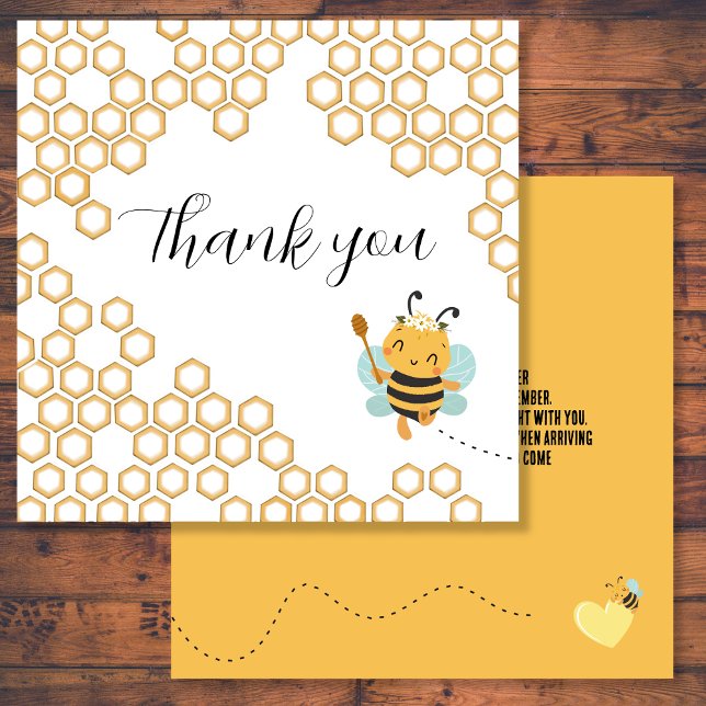 Square Mutter Baby Bumblebee Honeycomb Babydusche Dankeskarte (Von Creator hochgeladen)