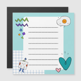 Square Niedlich Doodle Cartoon Membernotes Magnetkarte