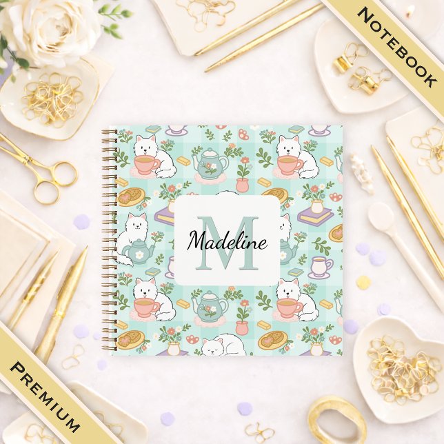 Square Notebook Personalized Tea Book Cats Green Notizbuch (Von Creator hochgeladen)
