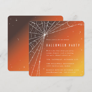 Square Orange Diamond Spider Web Halloween-Party Einladung