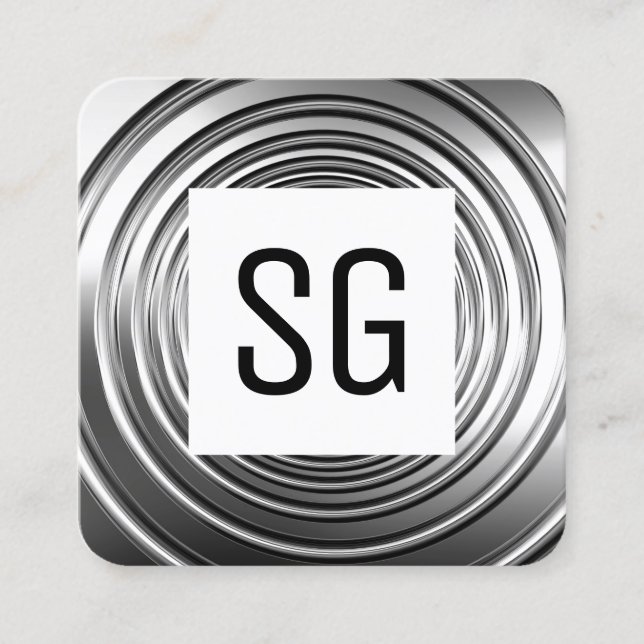 Square Panel - Initialen - Long Spring B&W Quadratische Visitenkarte (Vorderseite)