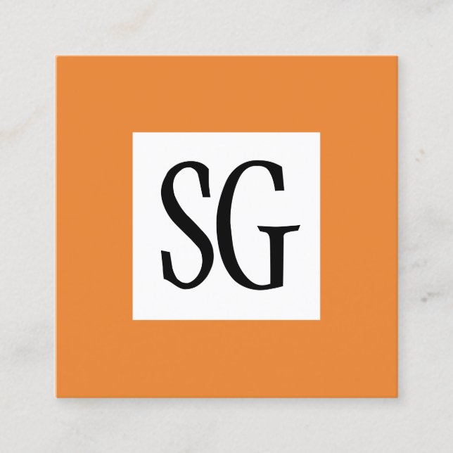 Square Panel - Initialen - Orange Quadratische Visitenkarte (Vorderseite)
