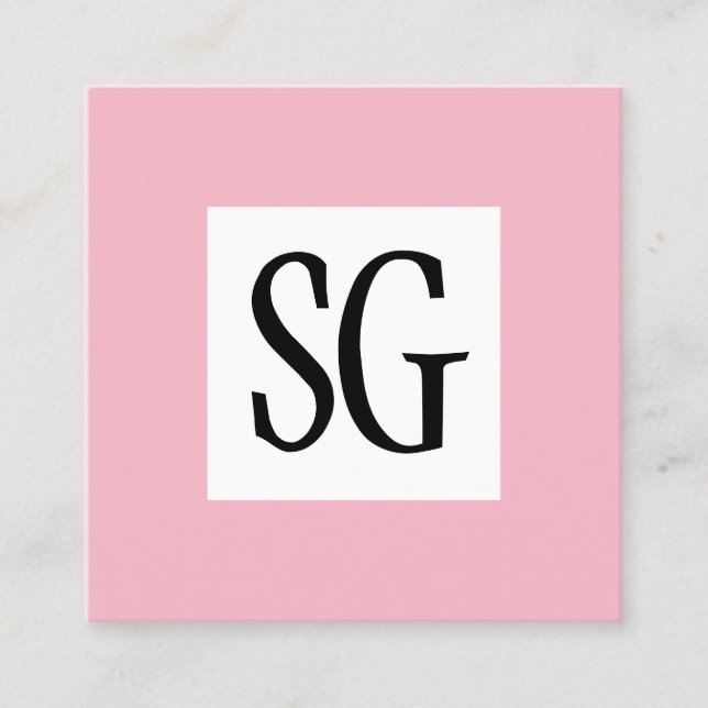 Square Panel - Initialen - Pink blass Quadratische Visitenkarte (Vorderseite)
