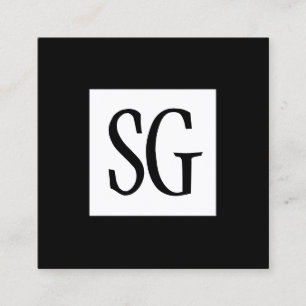 Square Panel - Initialen - Weiß und Schwarz Quadratische Visitenkarte