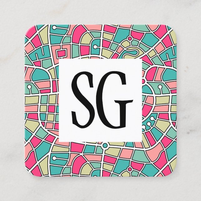 Square Panel - Initials - Kartenmuster 030520 Quadratische Visitenkarte (Vorderseite)