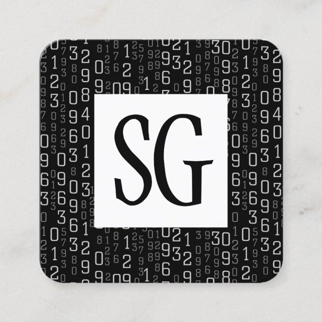Square Panel - Initials - Kaskadierte Zahlen Quadratische Visitenkarte (Vorderseite)