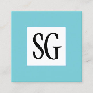 Square Panel - Initials - Robin Egg Blue Quadratische Visitenkarte