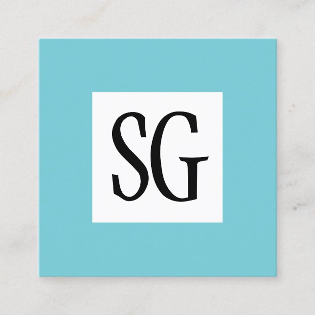 Square Panel - Initials - Robin Egg Blue Quadratische Visitenkarte (Vorderseite)