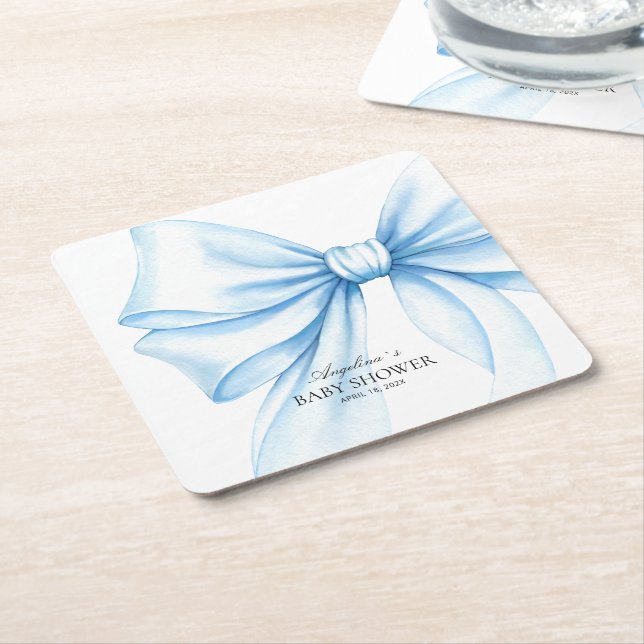 Square Paper Coaster for baby shower. Rechteckiger Pappuntersetzer (angewinkelt)