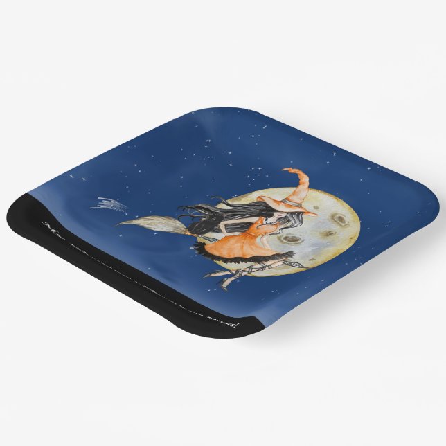 Square Paper Teller, Witch's Sweet Ride Pappteller (Gewinkelt)