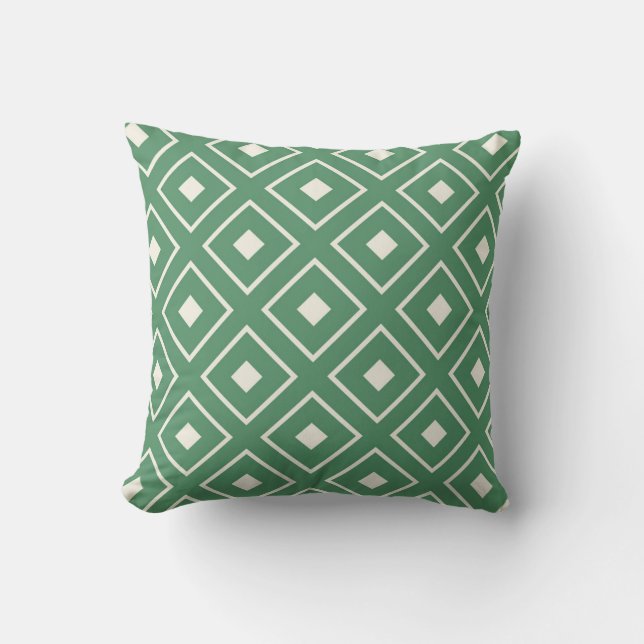 Square Pattern Pillow in Green Kissen (Vorderseite)