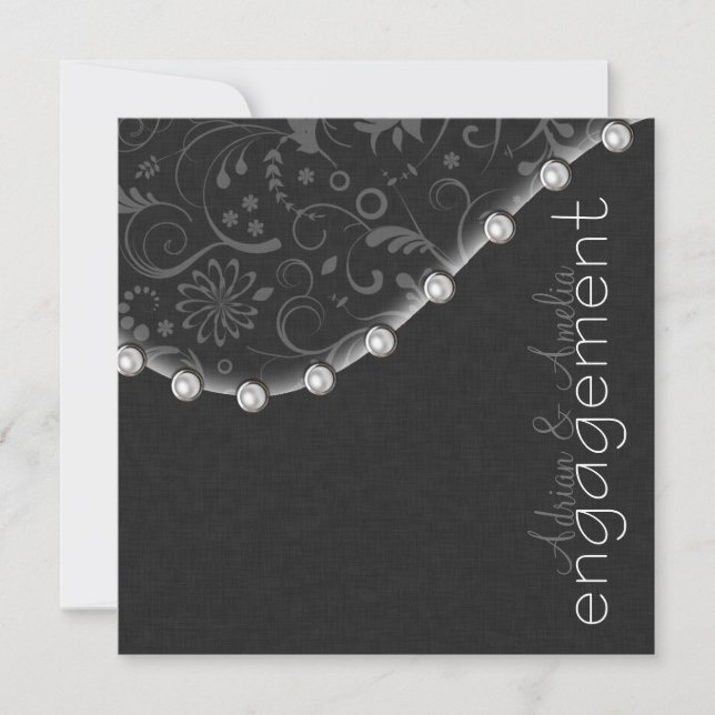 Square Pearl Verlobung Einladung (Vorderseite)