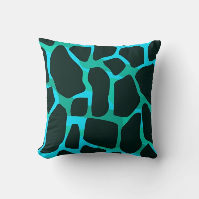 Square Pillow Aquamarin Blue Green Black Animal Co Kissen (Vorderseite)