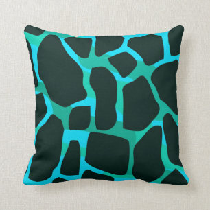 Square Pillow Aquamarin Blue Green Black Animal Co Kissen