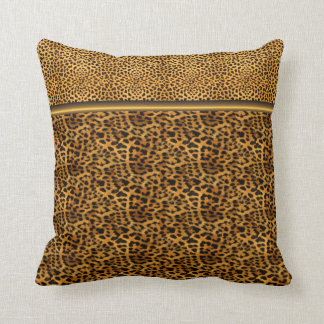 Square Pillow Leopard Print Animal Black Gold Kissen