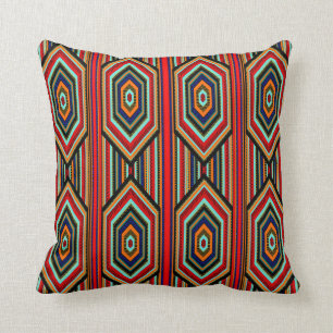 Square Pillow Mexicanisch Aquamarin Blue Orange Bl Kissen