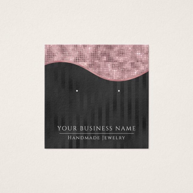 Square Pink Black Glam Earring Display Cards (Vorderseite)
